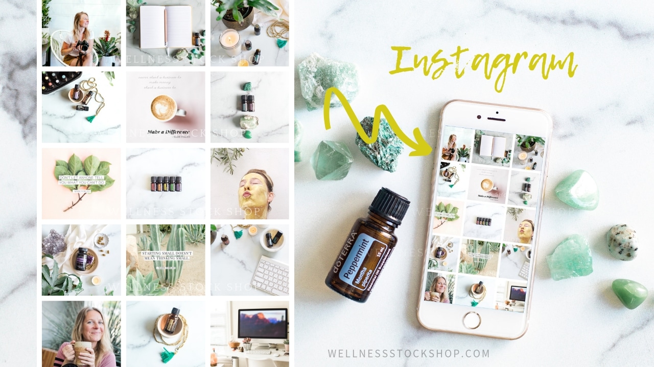 Stock photos make it easy to design a stunning essential oils Instagram feed