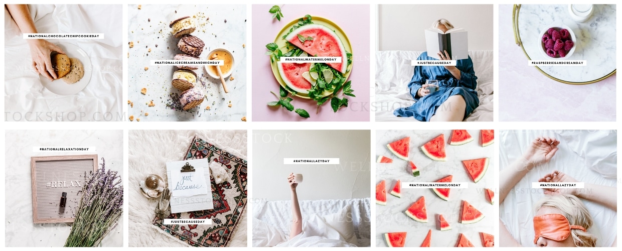 August Micro Holiday food and lifestyle graphics for Instagram posts