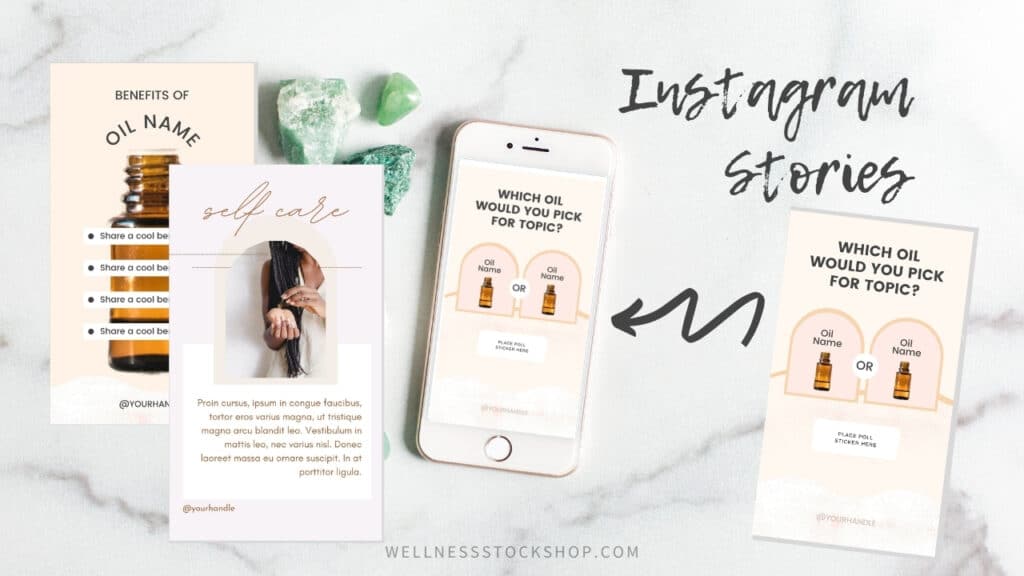 Essential oil Instagram story customizable Canva templates