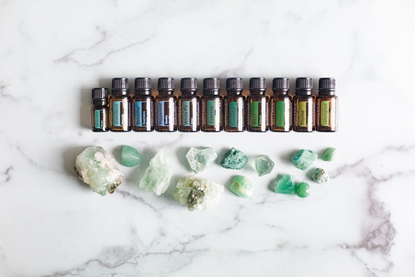copyrighted stock photo with doTERRA essential oils and teal crystals