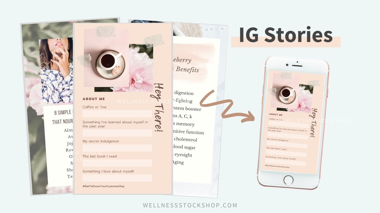 Beautify your Instagram stories with our done-for-you story graphics designed for holistic businesses