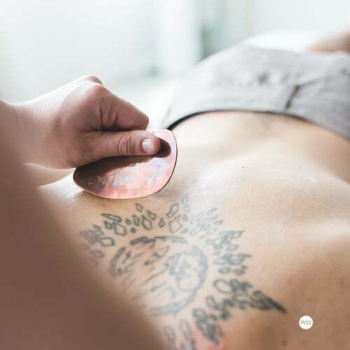 Gua Sha Massage Stock Photo Image with muscle scraping