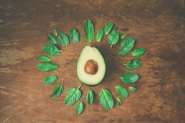 avocado and mint leaves